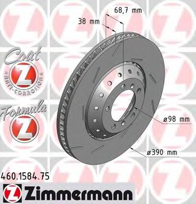 460158475 ZIMMERMANN Диск тoрмозной porsche formula z links coat z левый