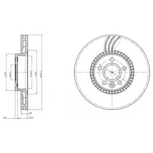 BG4123 DELPHI Диск тормозной LAND ROVER/VOLVO FREELANDER/S80/V60/V70 06- перед. (D=316)